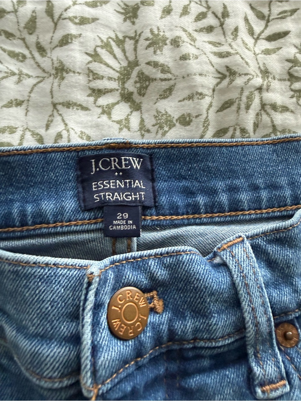 J. Crew Essential Straight Jeans in Medium Blue Denim